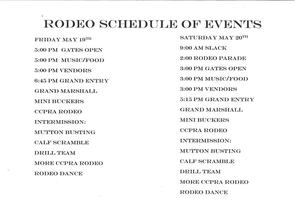 Schedule Penn Valley Rodeo